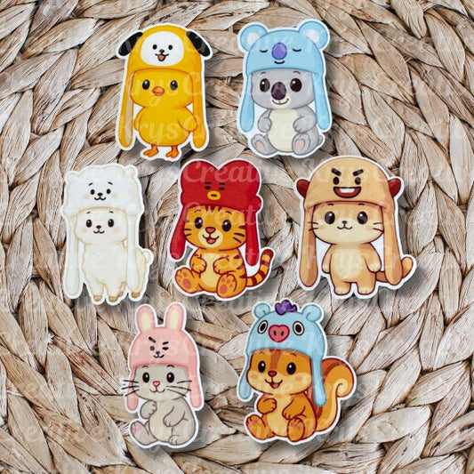 Bangtan Animal Plush Hat Stickers