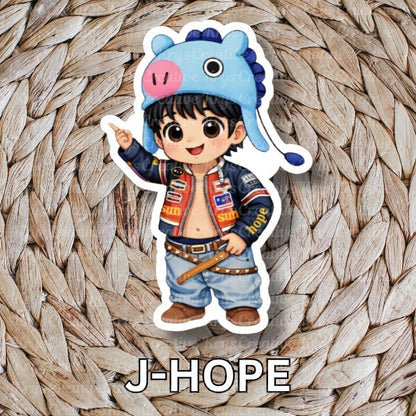 Bangtan Plush Hat Stickers (3in)