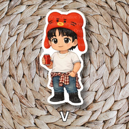 Bangtan Plush Hat Stickers (3in)